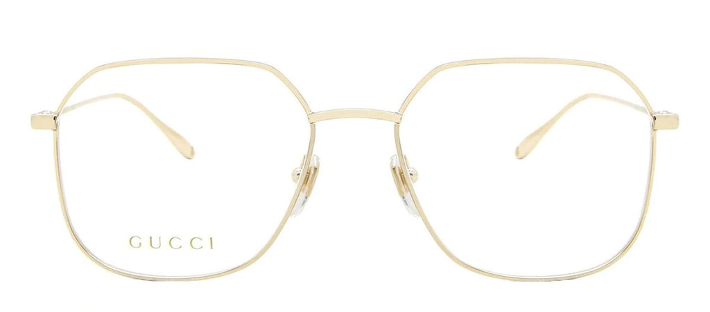 Gucci GG 1032O 005 Rectangle Metal Gold Eyeglasses with Logo Stamped Demo Lens