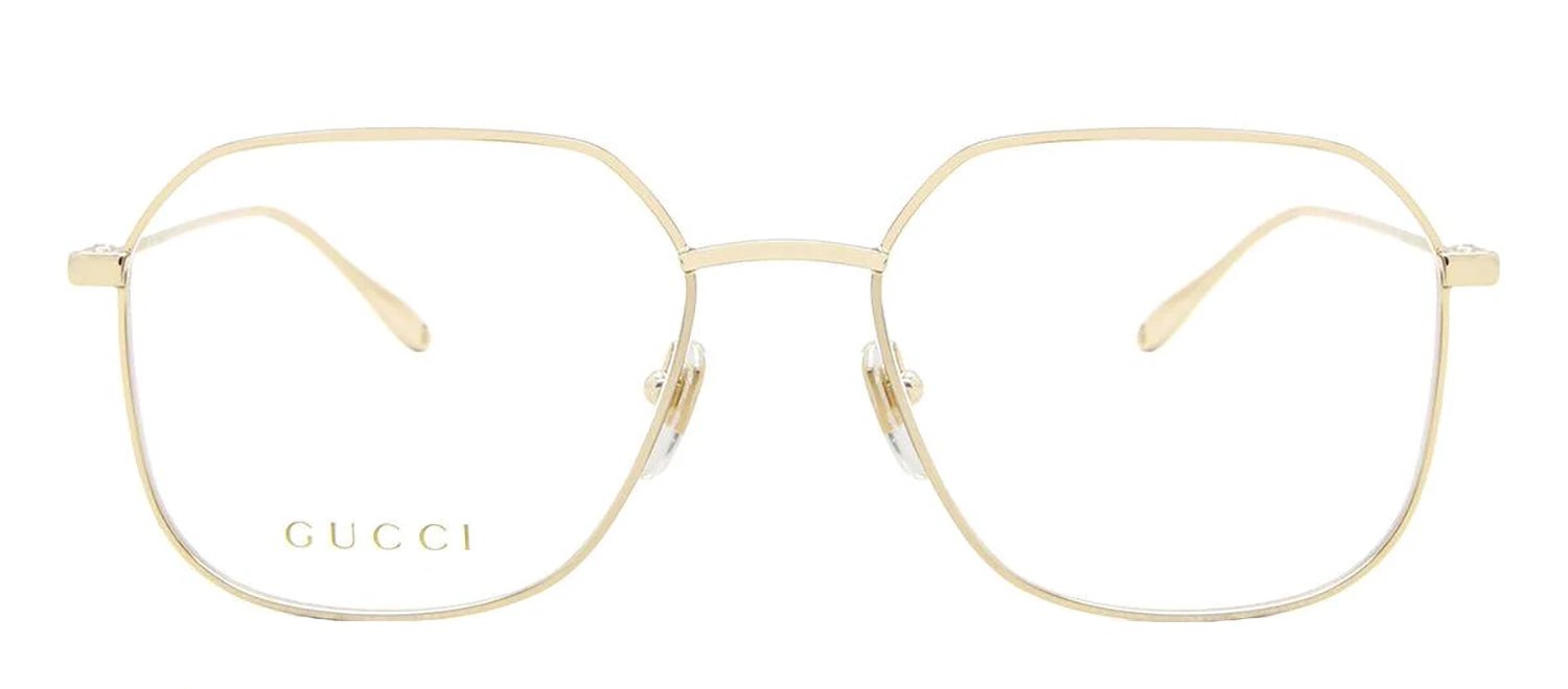 Gucci GG 1032O 005 Rectangle Metal Gold Eyeglasses with Logo Stamped Demo Lens
