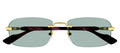Gucci GG 1221S 003 Rimless Metal Gold Sunglasses with Green Lens