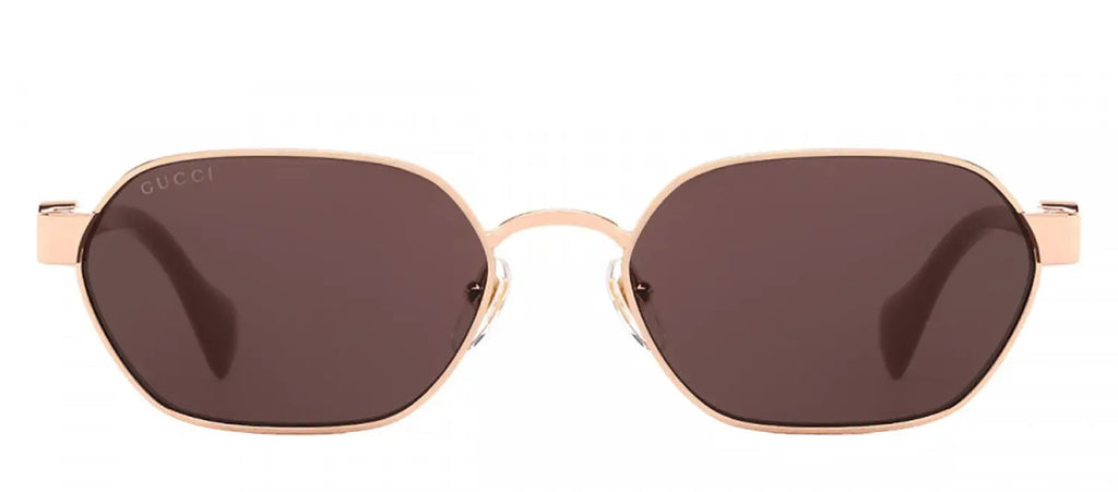 Gucci GG 1593S 003 Geometric Metal Gold Sunglasses with Brown Lens