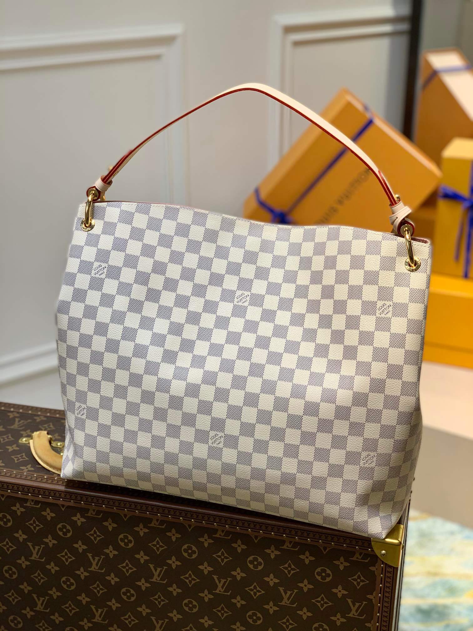 N42233 GRACEFUL GM big size WHITE PINK subaxillary bag