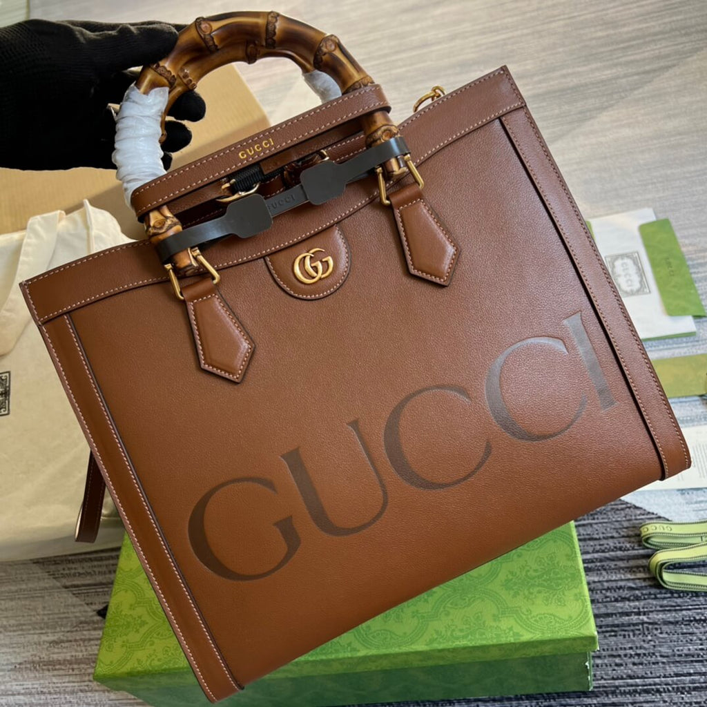 Gucci DIANA Bamboo joint tote handbag cowhide brown Embossing 655659
