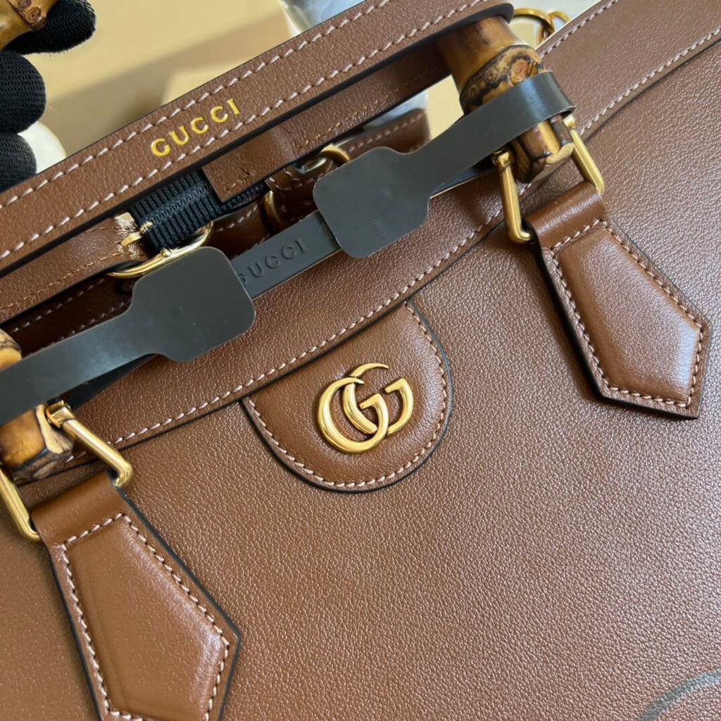 Gucci DIANA Bamboo joint tote handbag cowhide brown Embossing 655659