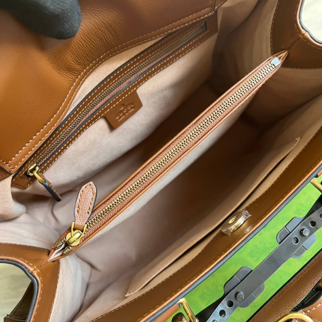 Gucci DIANA Bamboo joint tote handbag cowhide brown Embossing 655659