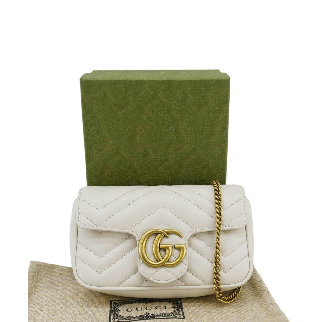 GUCCI Gucci Marmont Super Mini  Matelasse Leather Crossbody Bag White 476433