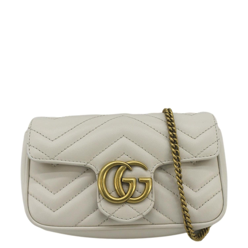 GUCCI Gucci Marmont Super Mini  Matelasse Leather Crossbody Bag White 476433