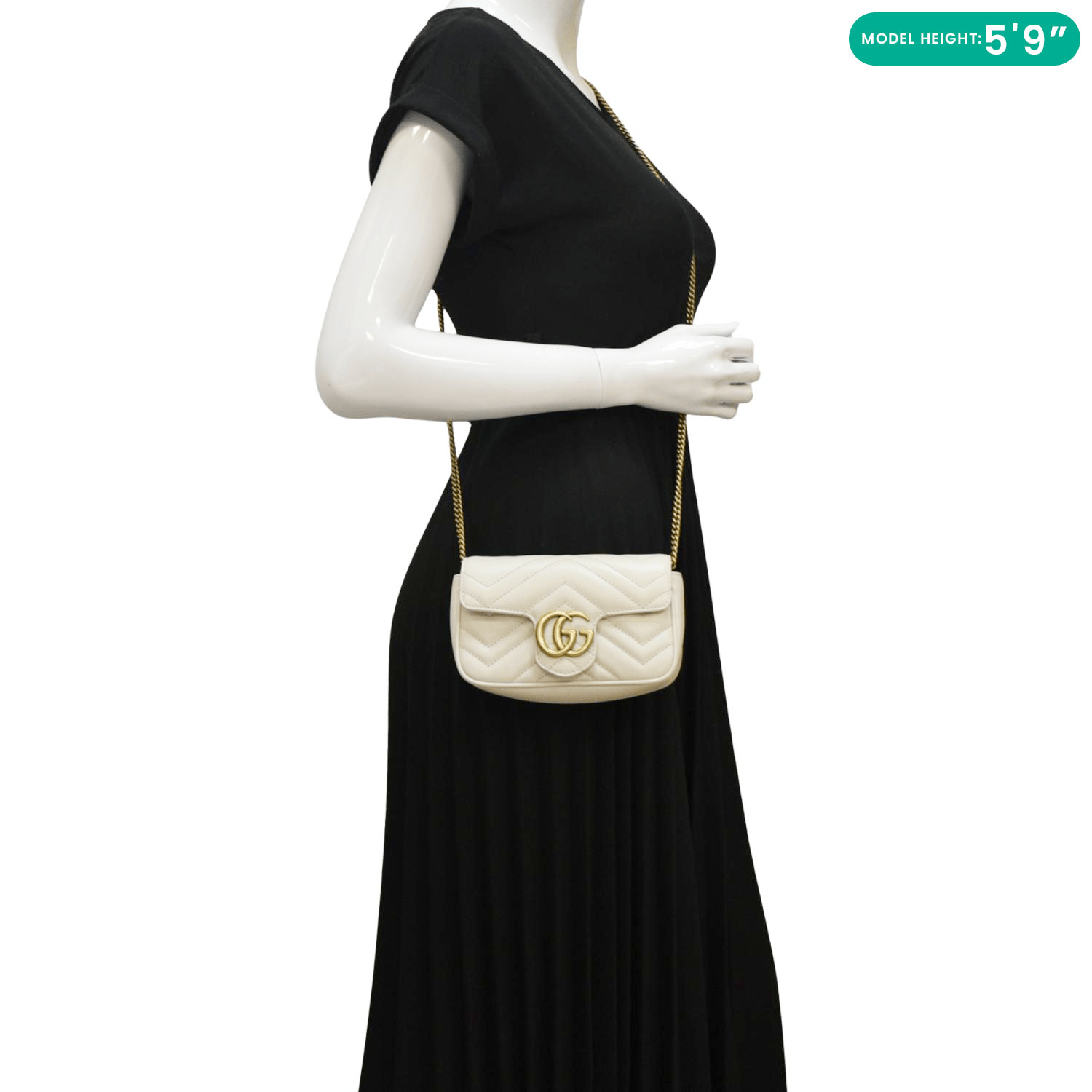 GUCCI Gucci Marmont Super Mini  Matelasse Leather Crossbody Bag White 476433