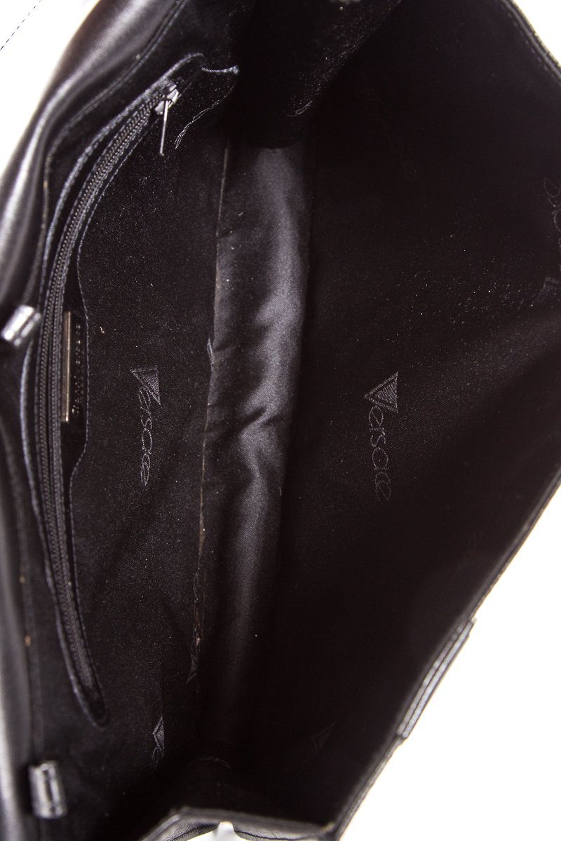 Gianni Versace Vintage Black Leather Snap Closure Clutch