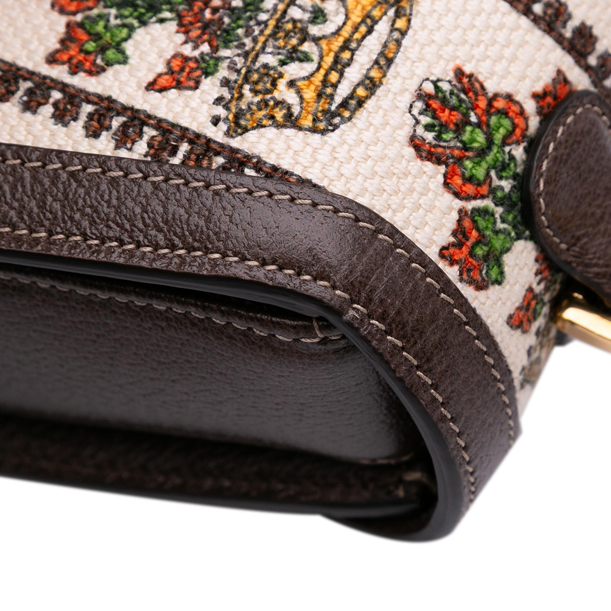Gucci 100th Anniversary Medium Canvas 1947 Bamboo Top Handle Bag
