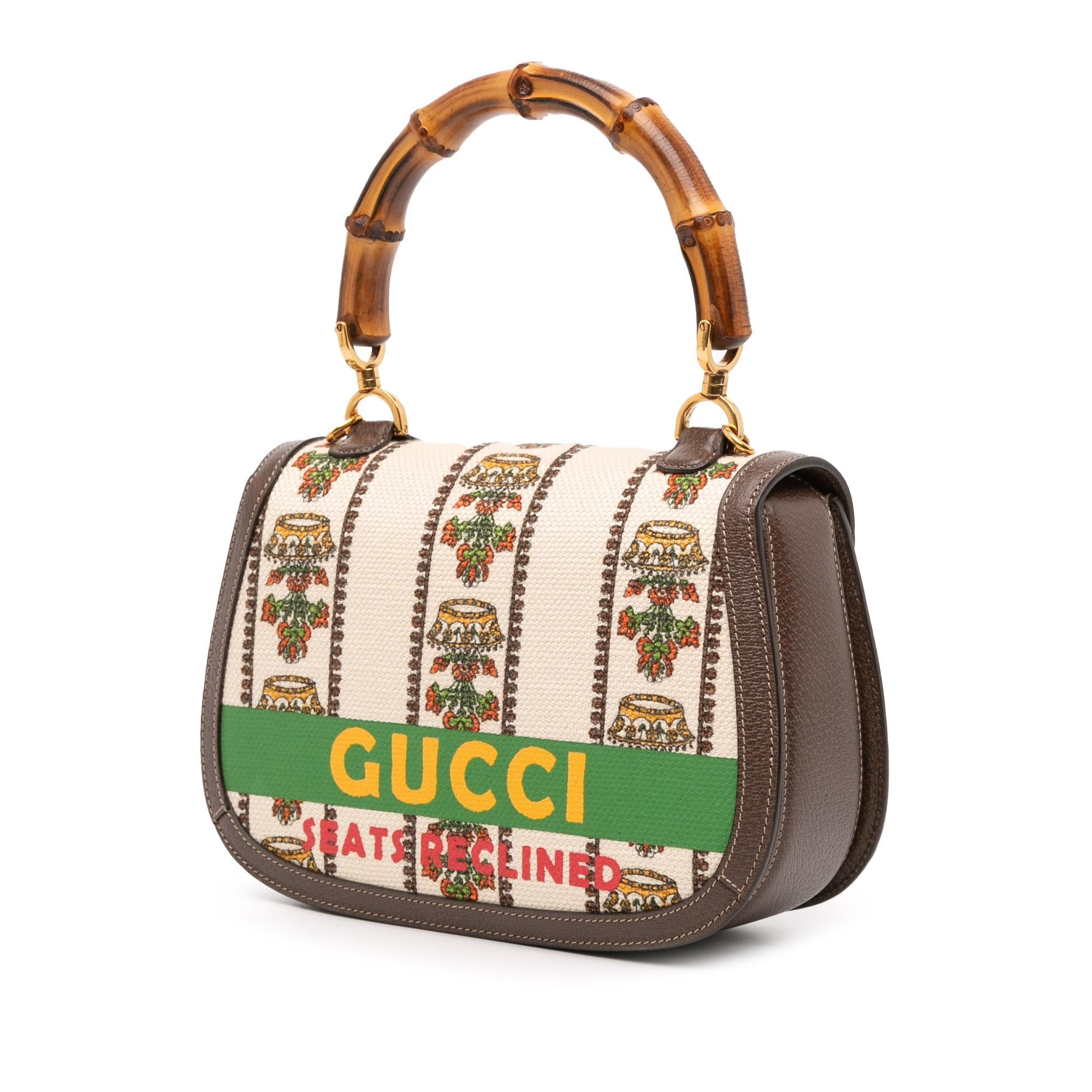 Gucci 100th Anniversary Medium Canvas 1947 Bamboo Top Handle Bag