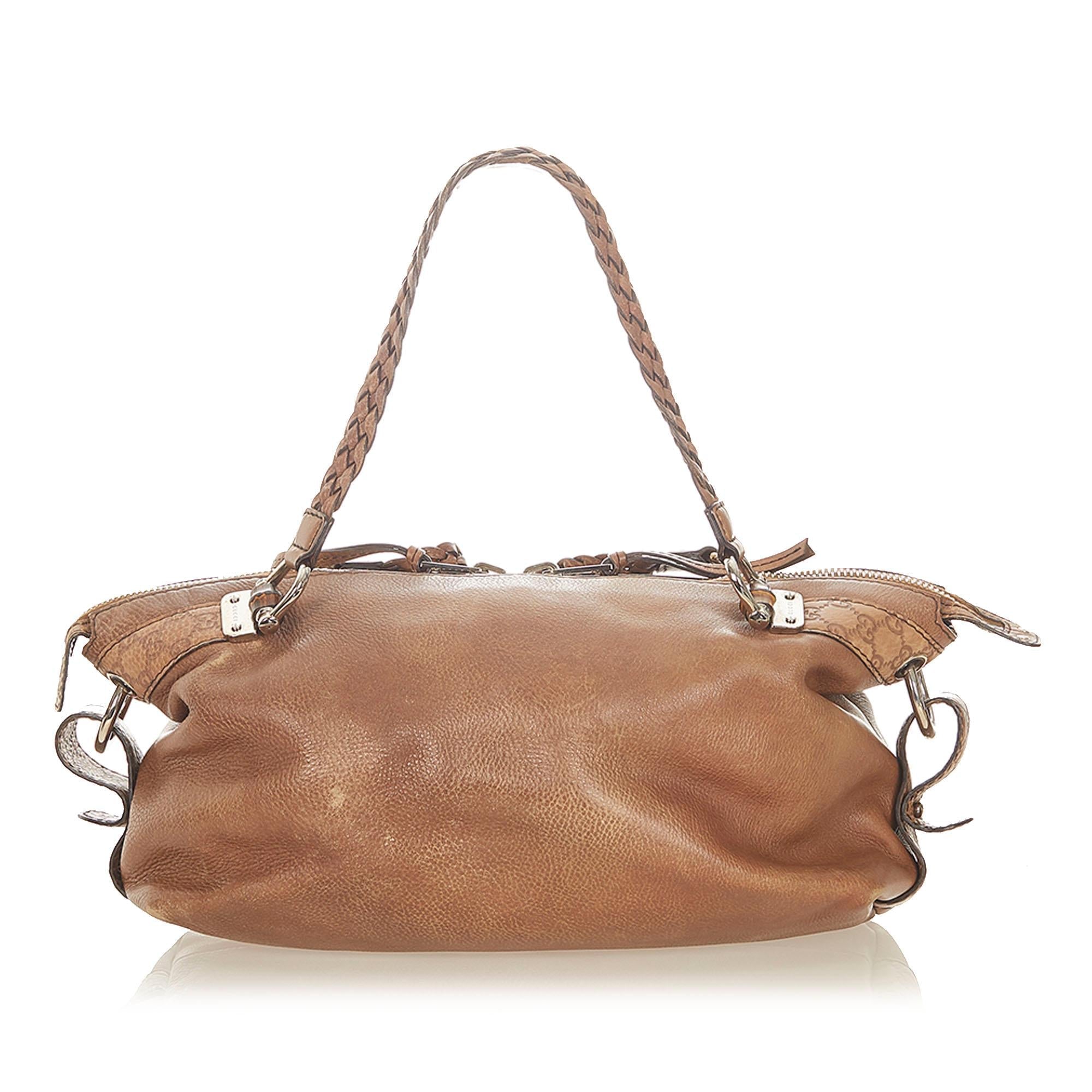 Gucci Bamboo Bar Leather Tote Bag (SHG-19551)