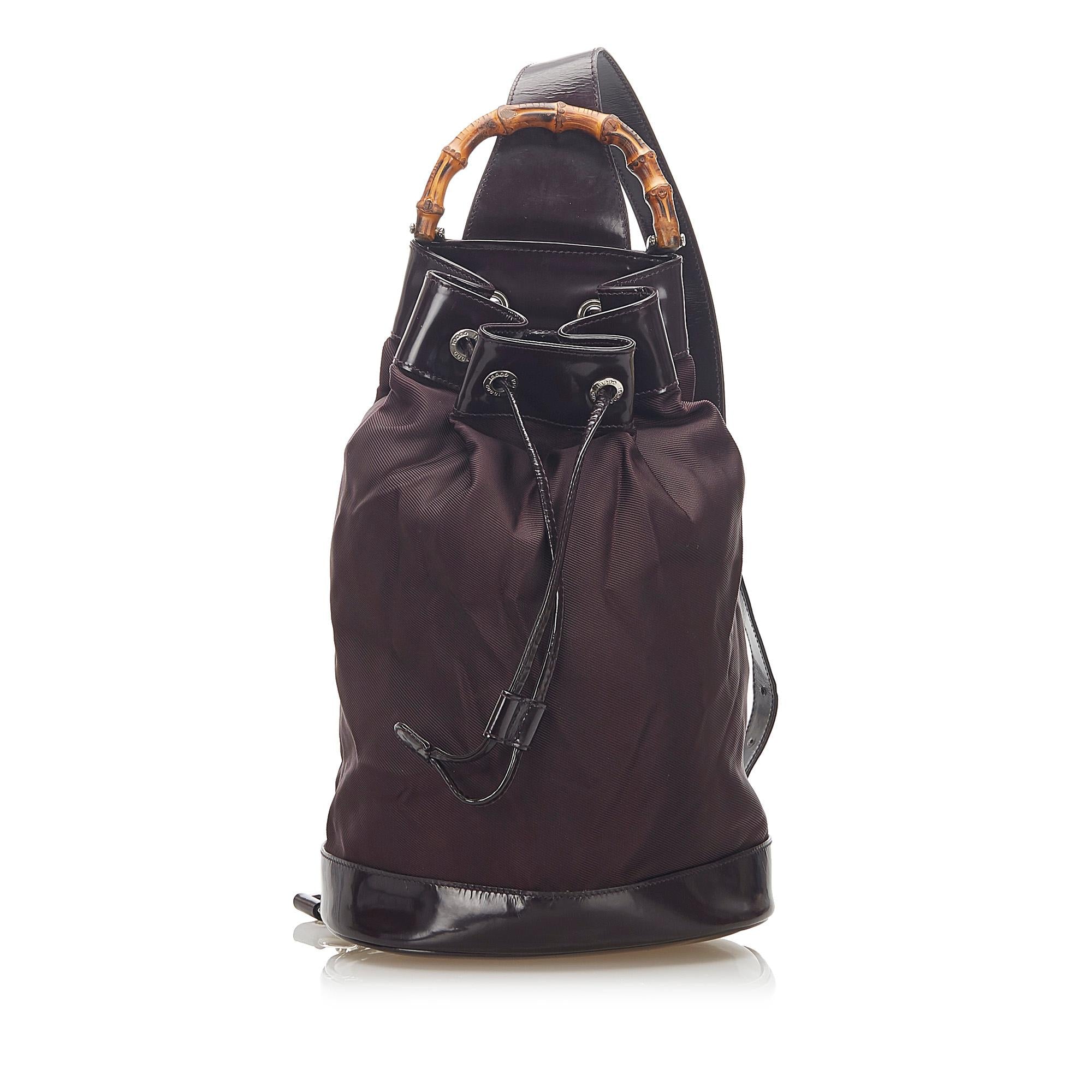 Gucci Bamboo Canvas Drawstring Backpack (SHG-32364)