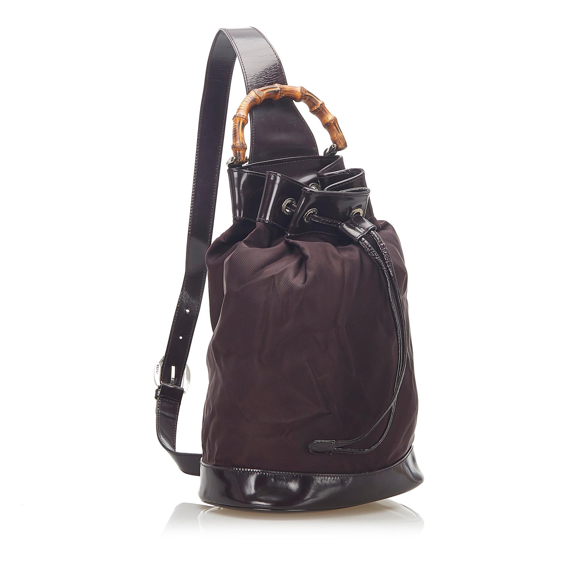 Gucci Bamboo Canvas Drawstring Backpack (SHG-32364)