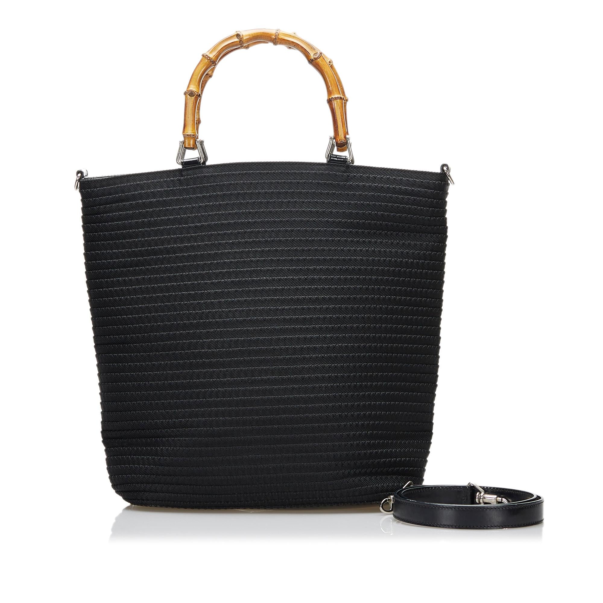 Gucci Bamboo Canvas Satchel (SHG-36575)