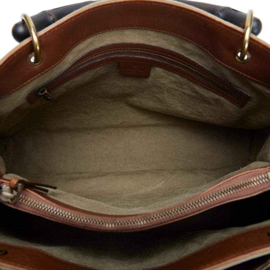 Gucci Bamboo Canvas Tote Bag (SHG-Rl4F7t)