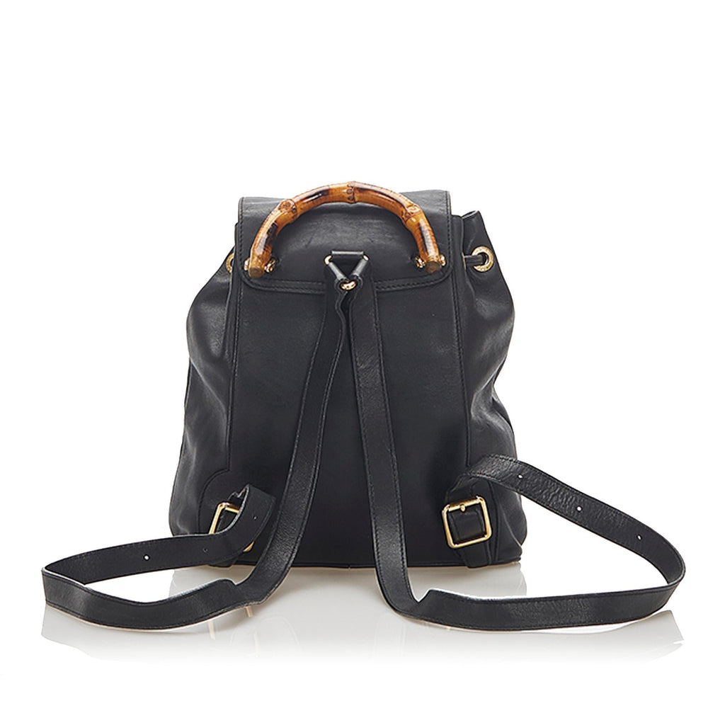Gucci Bamboo Drawstring Leather Backpack (SHG-22299)