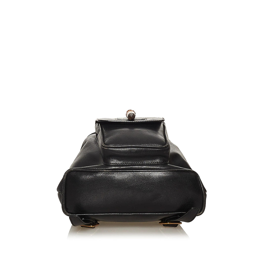 Gucci Bamboo Drawstring Leather Backpack (SHG-29292)