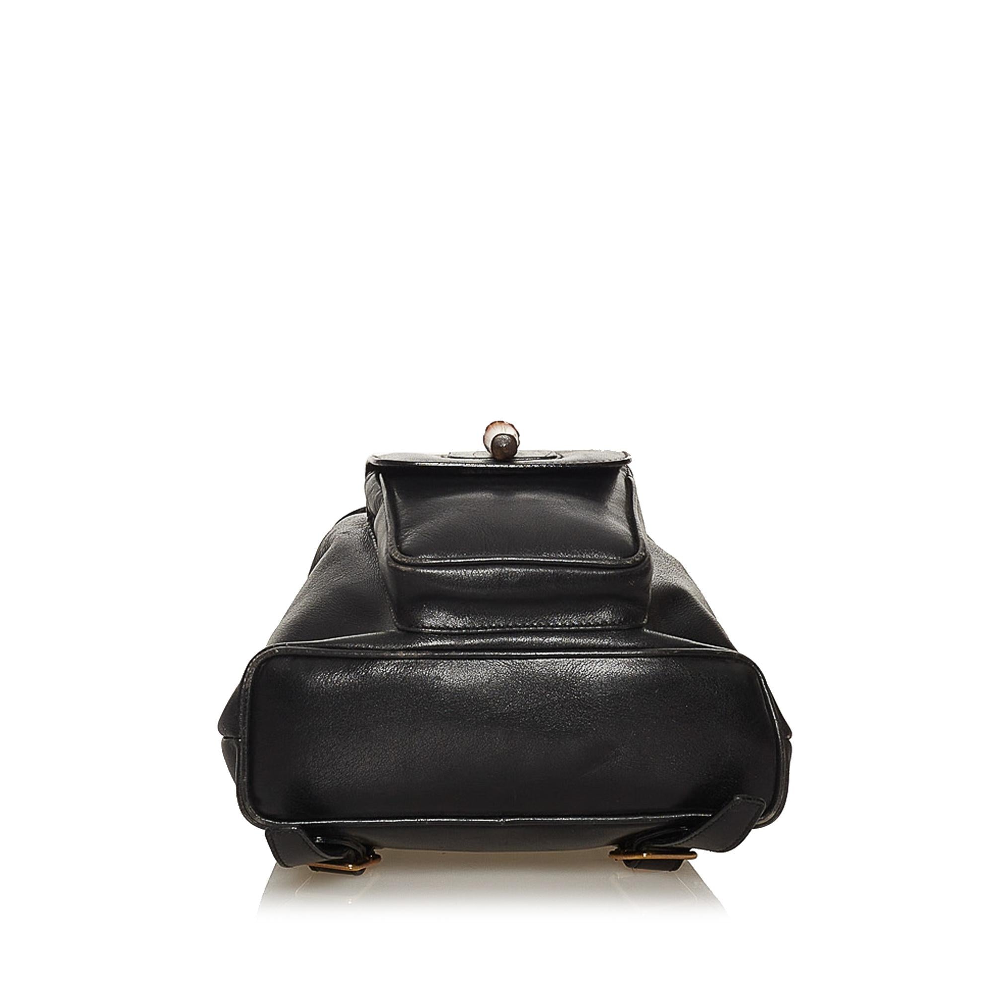Gucci Bamboo Drawstring Leather Backpack (SHG-29292)