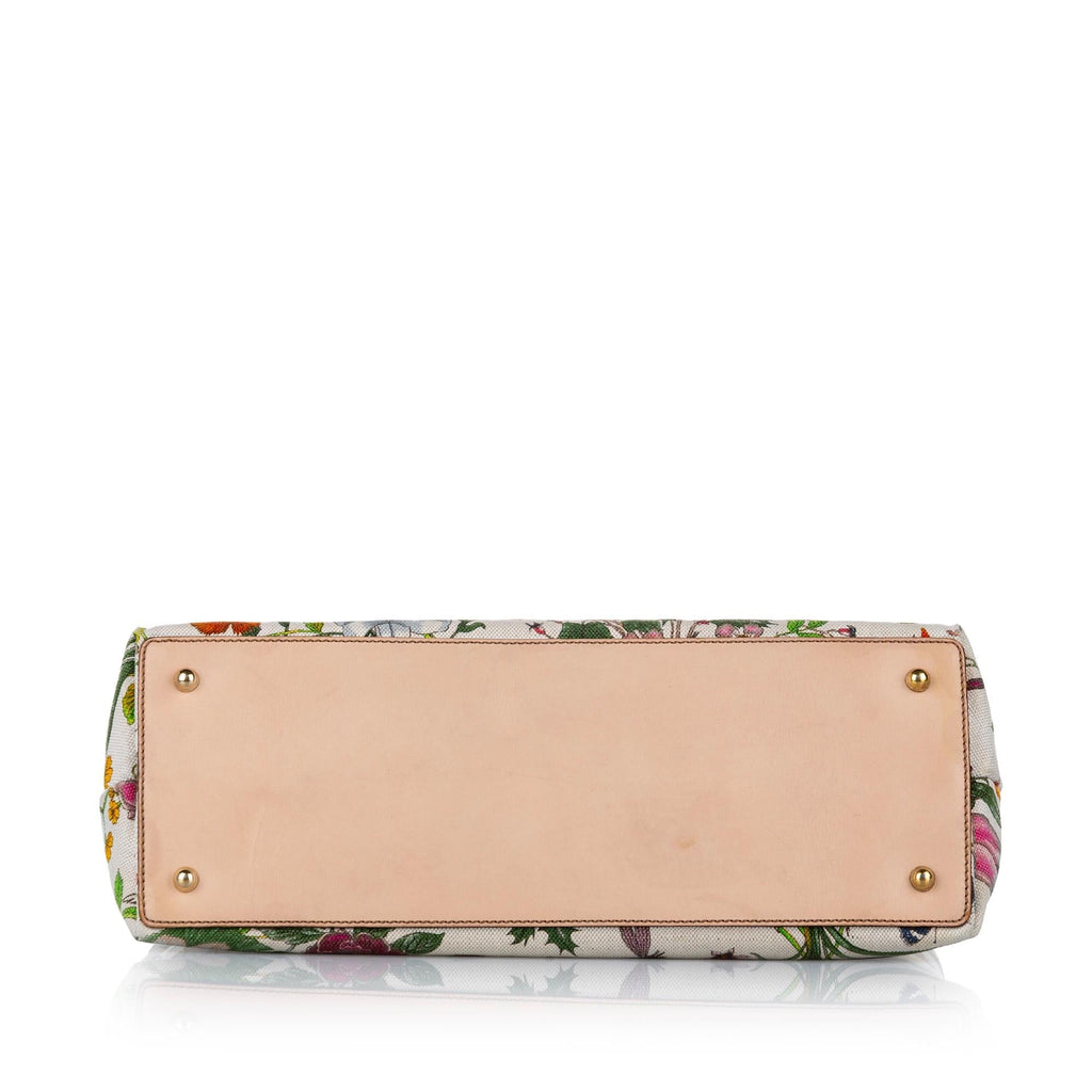 Gucci Bamboo Flora Canvas Handbag (SHG-17799)