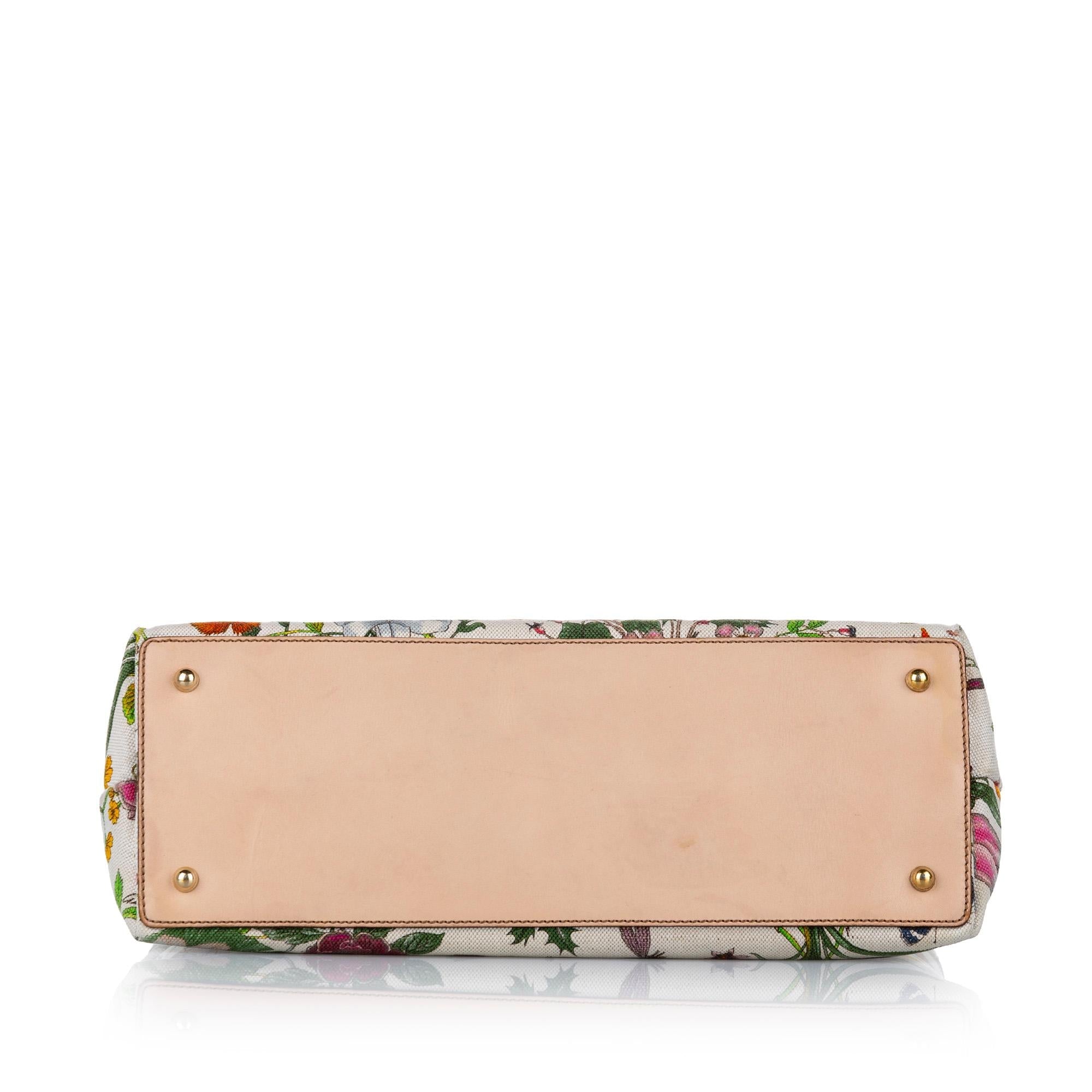 Gucci Bamboo Flora Canvas Handbag (SHG-17799)