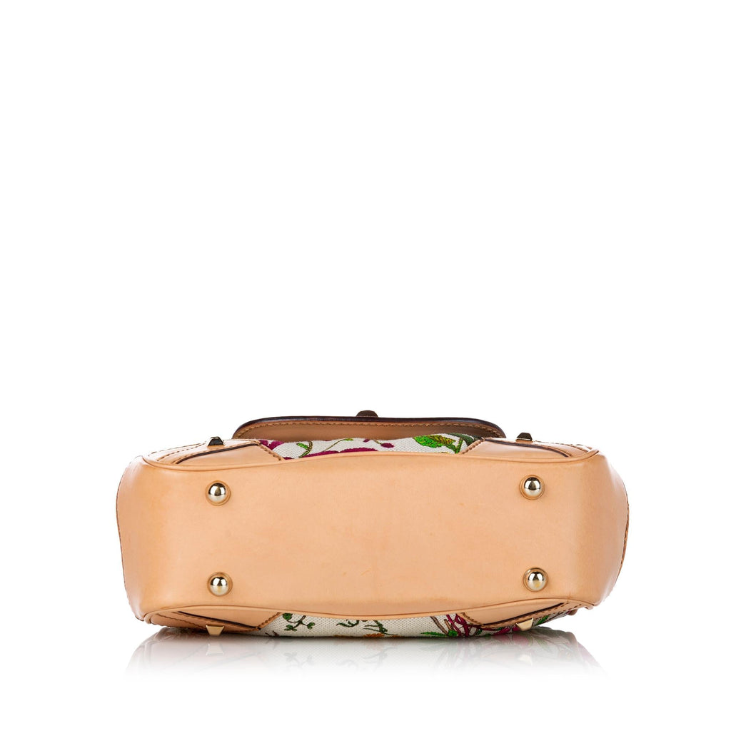 Gucci Bamboo Flora Nailhead Canvas Handbag (SHG-30469)