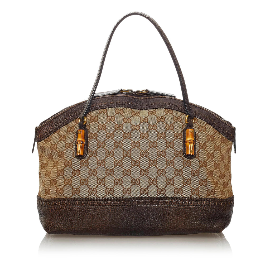 Gucci Bamboo Gucci Canvas Crafty Handbag (SHG-28907)