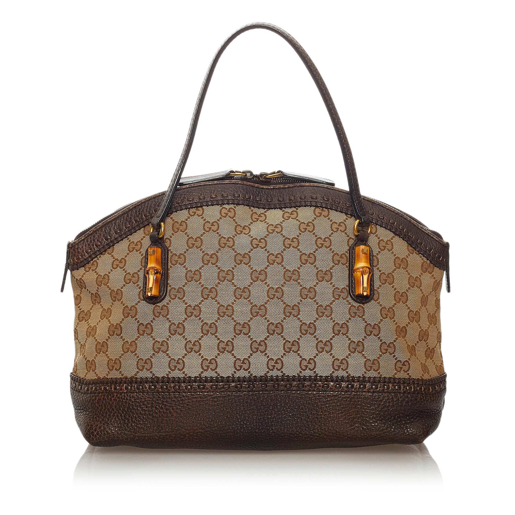 Gucci Bamboo Gucci Canvas Crafty Handbag (SHG-28907)
