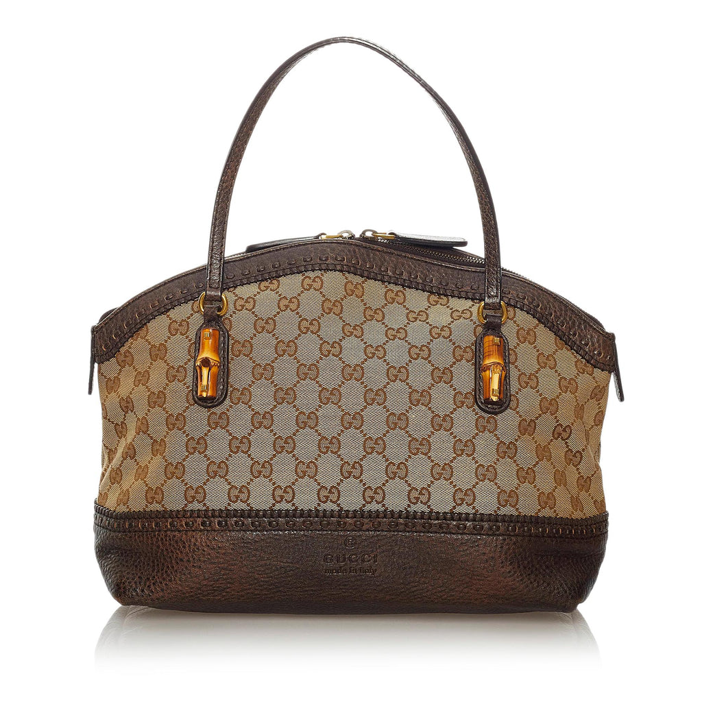 Gucci Bamboo Gucci Canvas Crafty Handbag (SHG-28907)