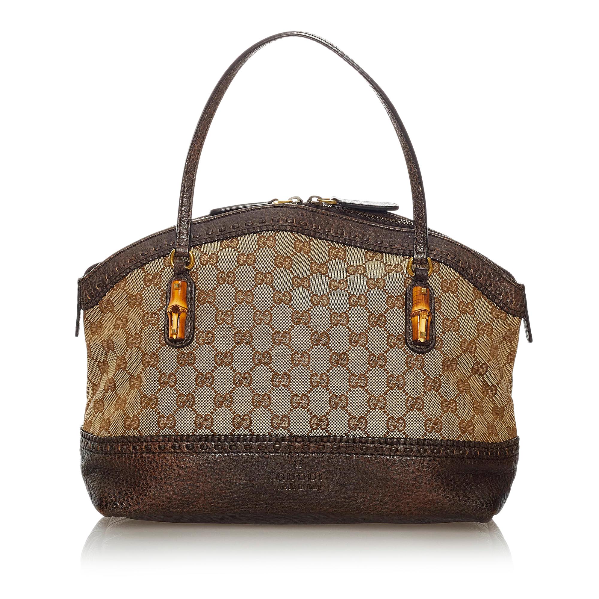 Gucci Bamboo Gucci Canvas Crafty Handbag (SHG-28907)