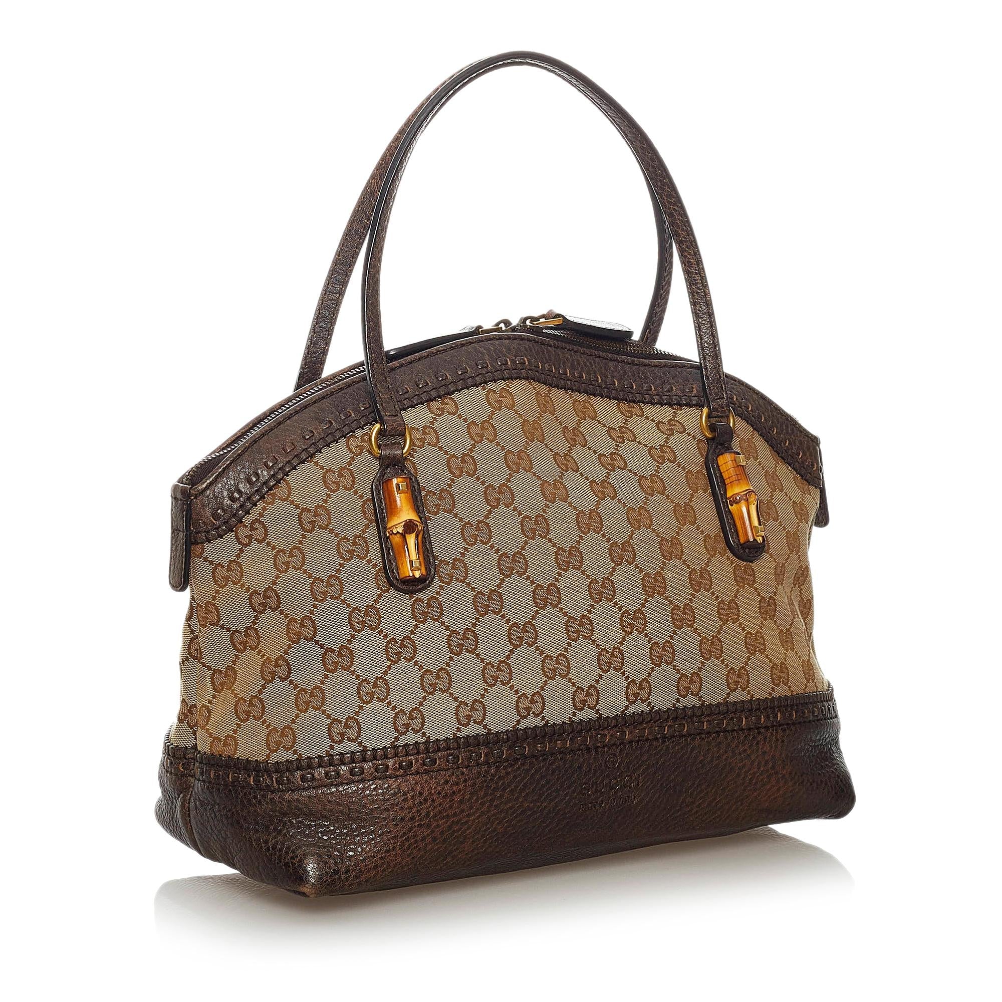 Gucci Bamboo Gucci Canvas Crafty Handbag (SHG-28907)