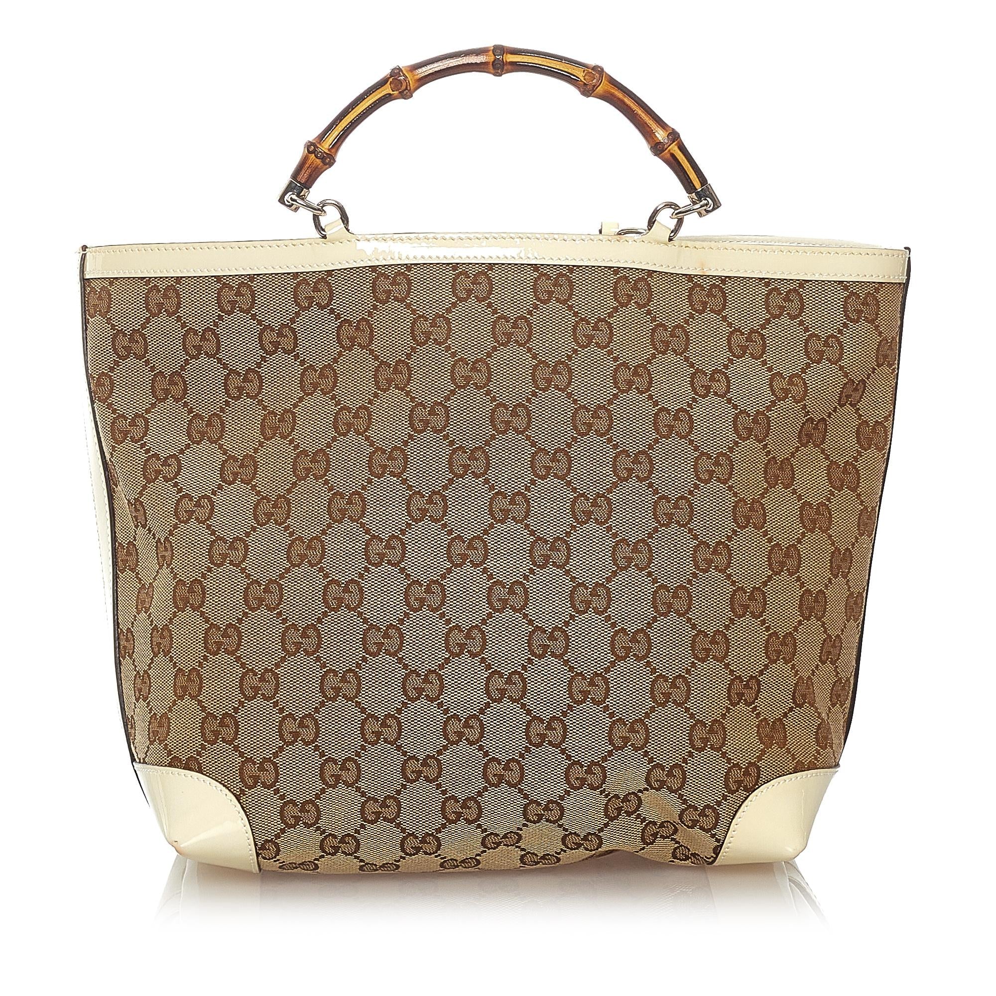 Gucci Bamboo Gucci Canvas Handbag (SHG-27277)