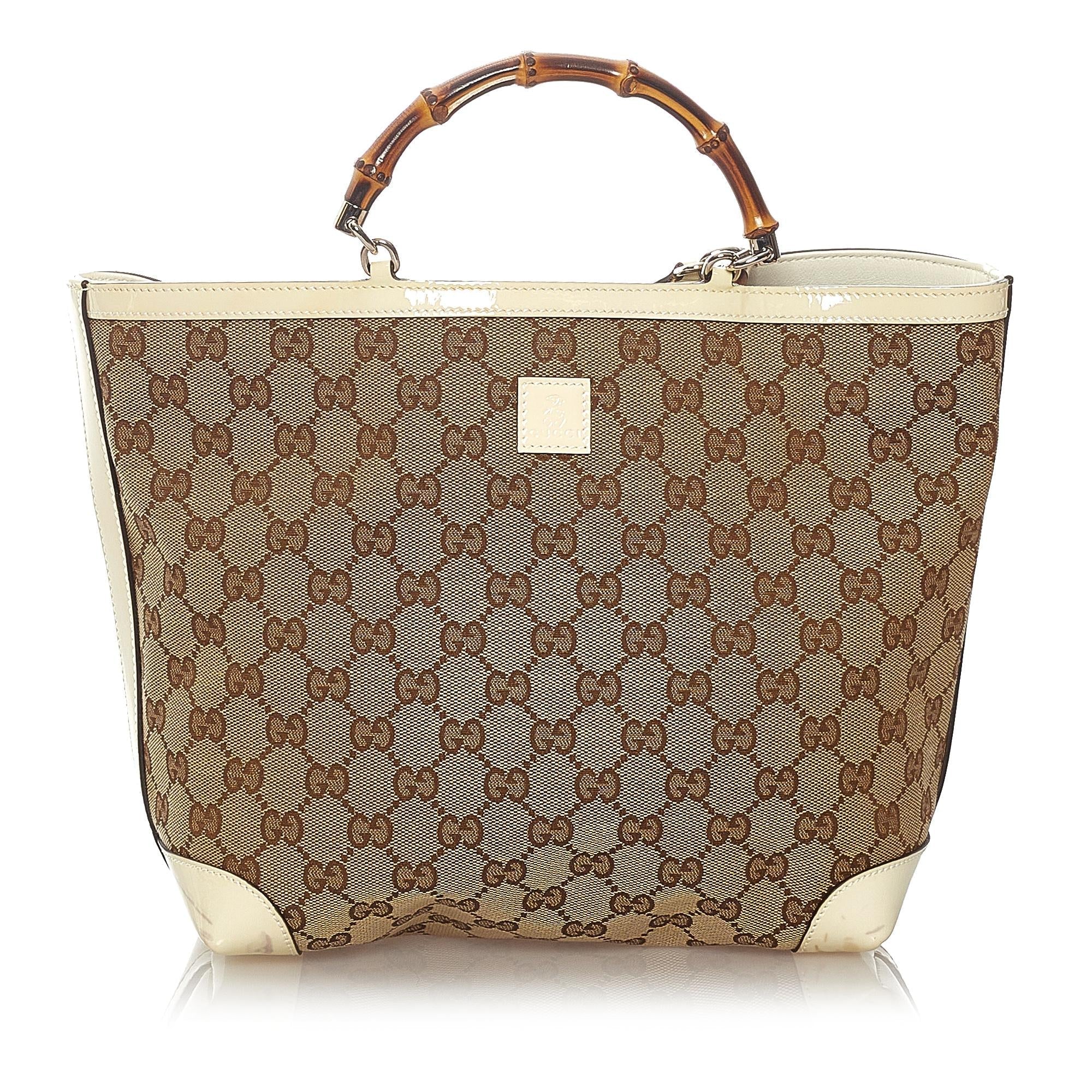 Gucci Bamboo Gucci Canvas Handbag (SHG-27277)