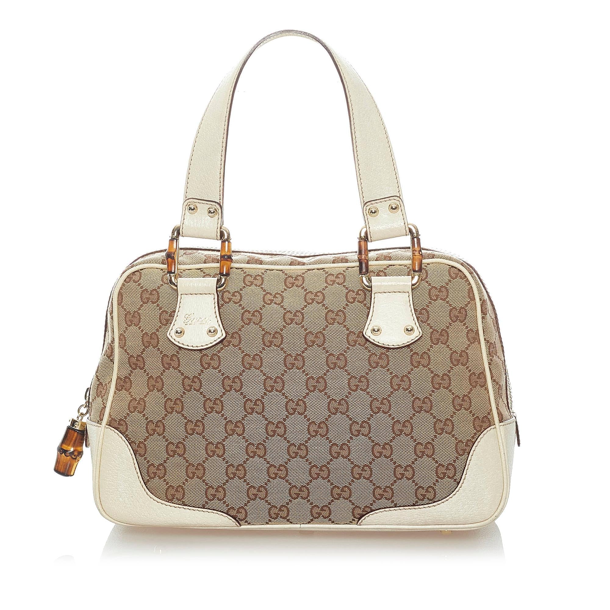 Gucci Bamboo Gucci Canvas Handbag (SHG-32941)