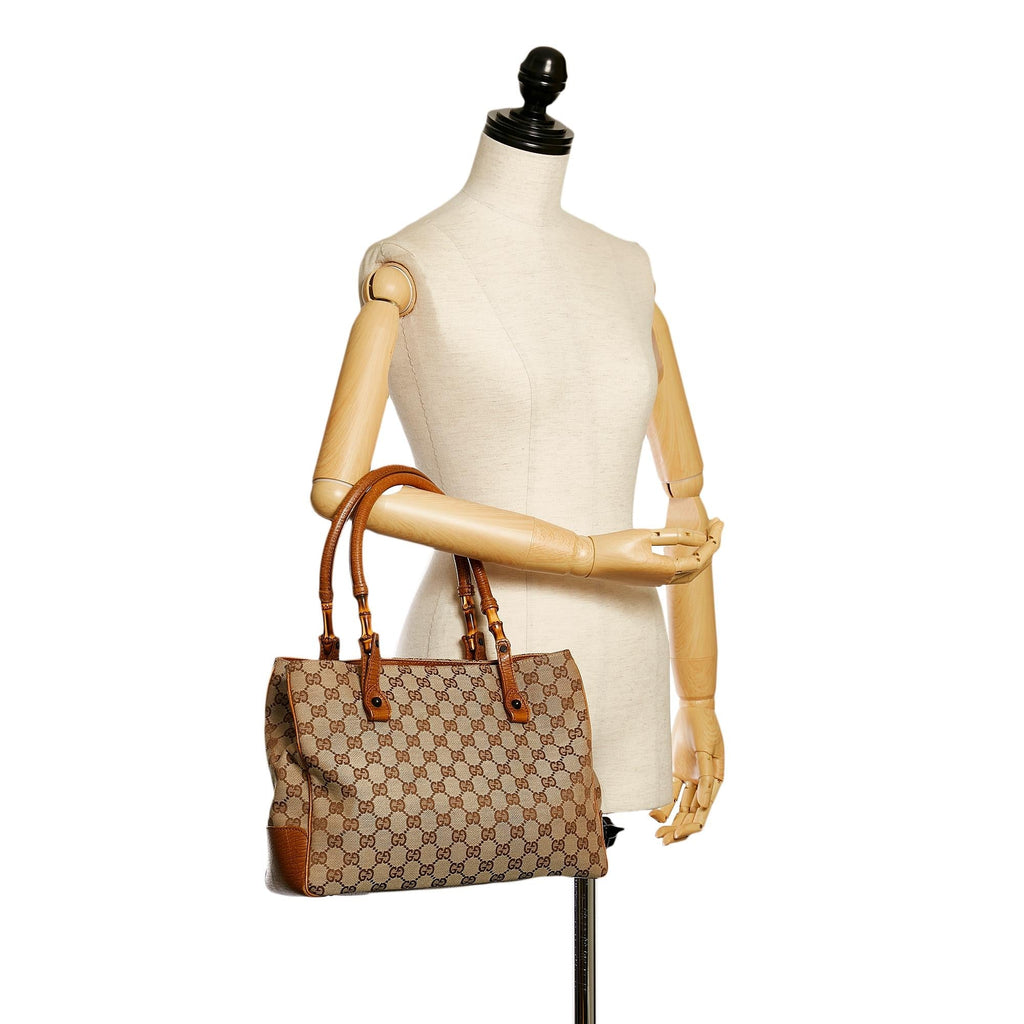 Gucci Bamboo Gucci Canvas Handbag (SHG-33647)