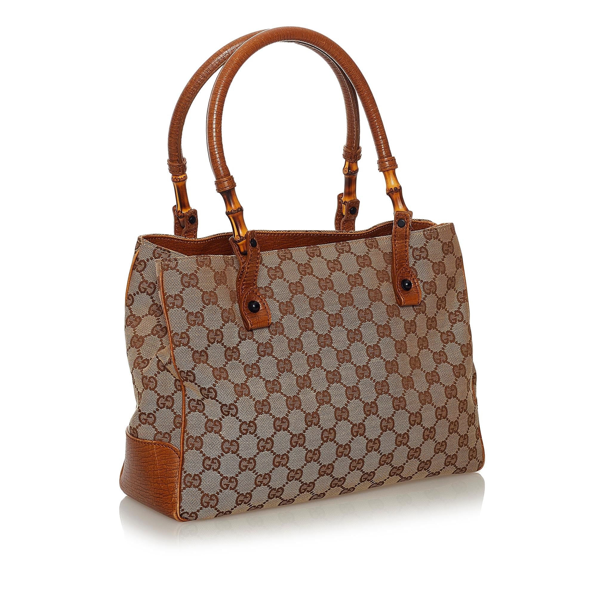 Gucci Bamboo Gucci Canvas Handbag (SHG-33647)