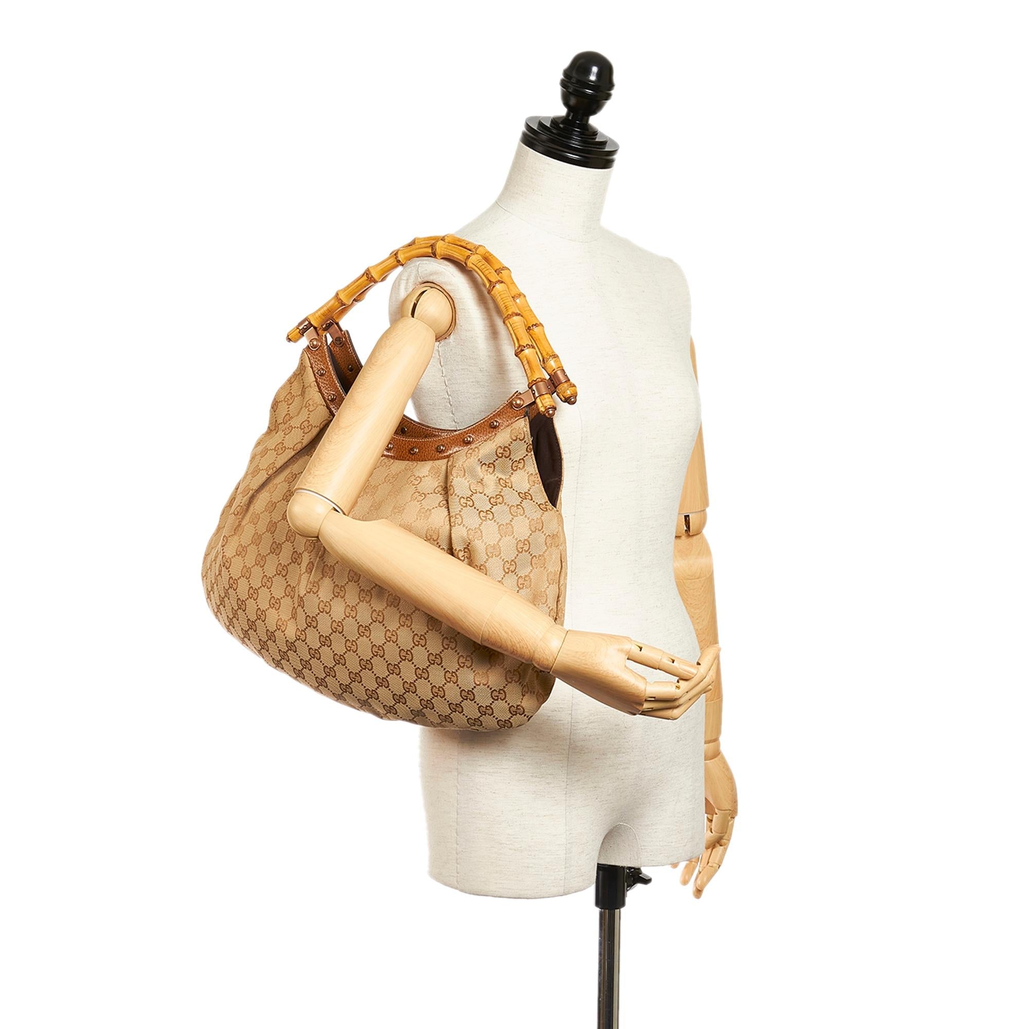 Gucci Bamboo Gucci Canvas Hobo Bag (SHG-27354)