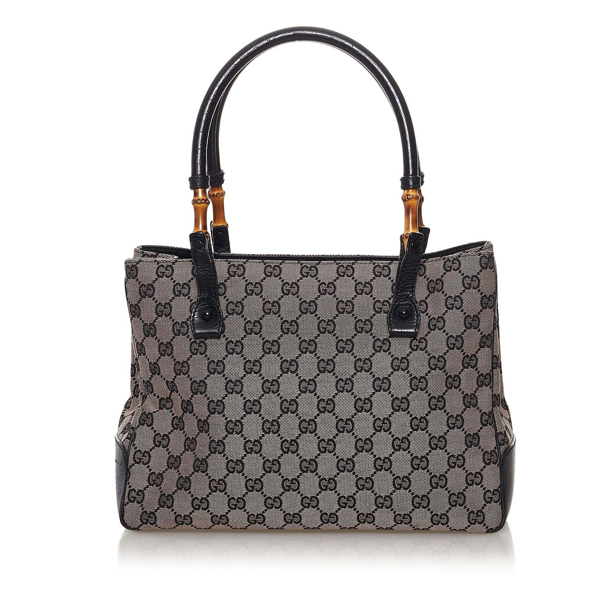 Gucci Bamboo Gucci Canvas Shoulder Bag (SHG-33007)