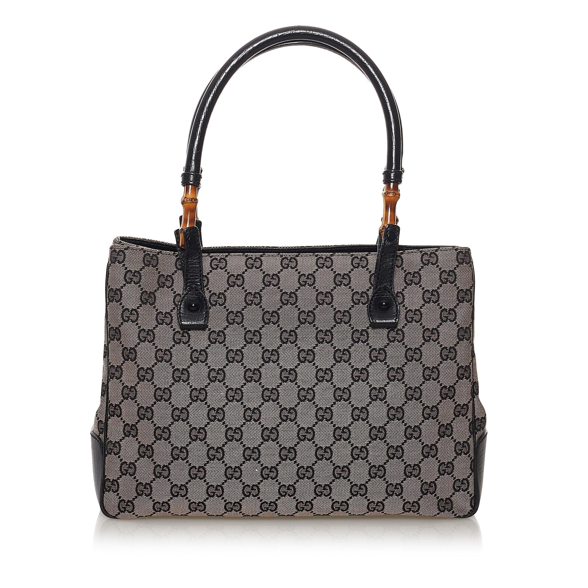 Gucci Bamboo Gucci Canvas Shoulder Bag (SHG-33007)