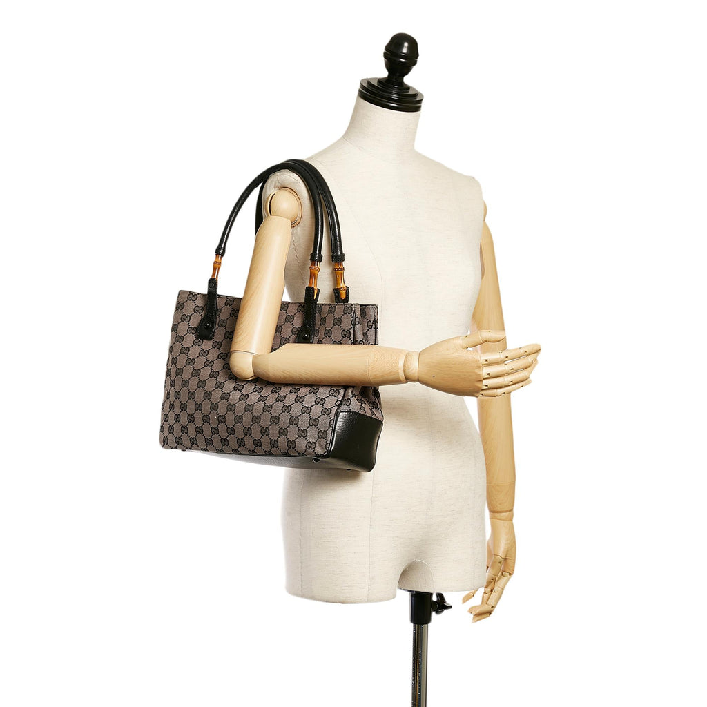 Gucci Bamboo Gucci Canvas Shoulder Bag (SHG-33007)