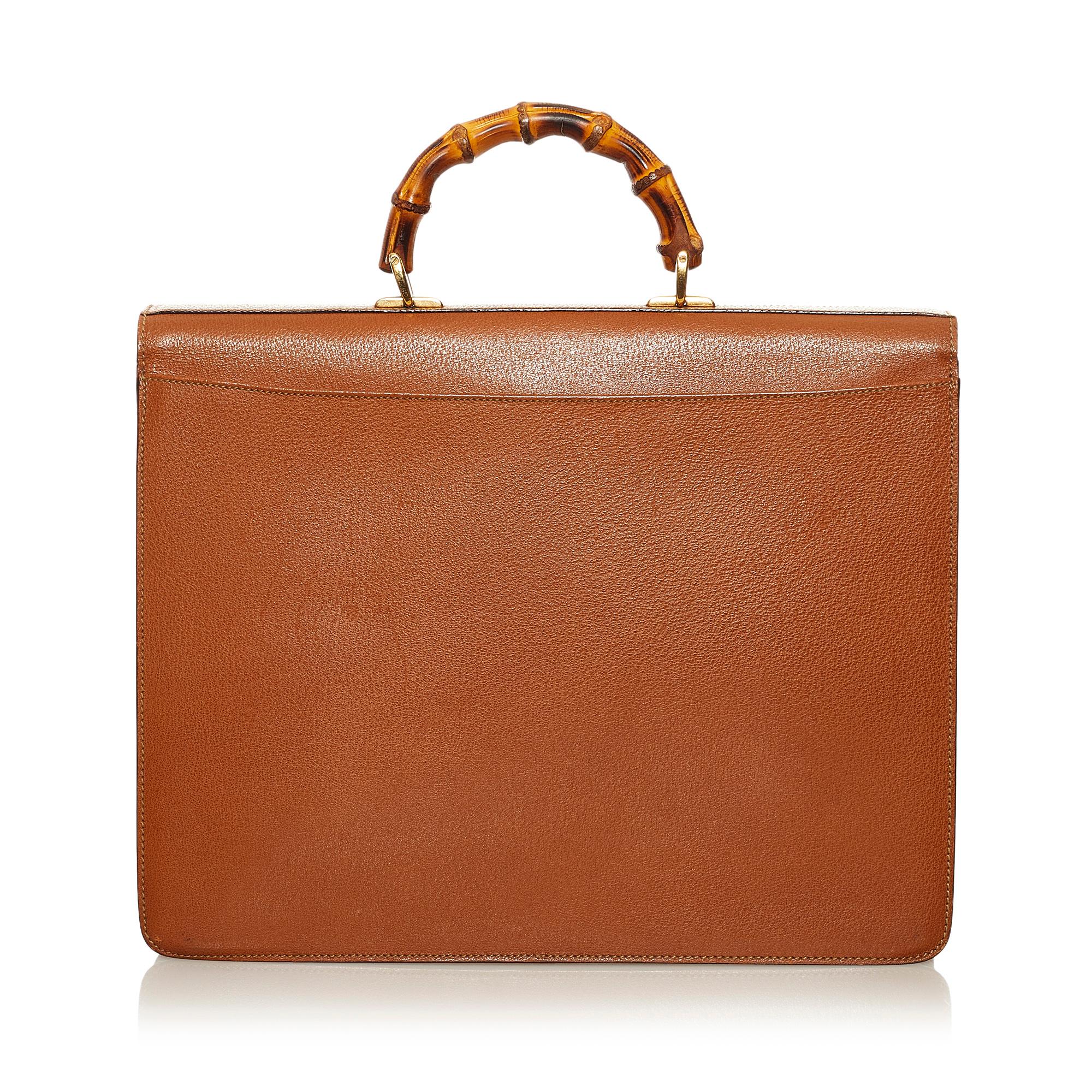 Gucci Bamboo Leather Business Bag (SHG-35046)