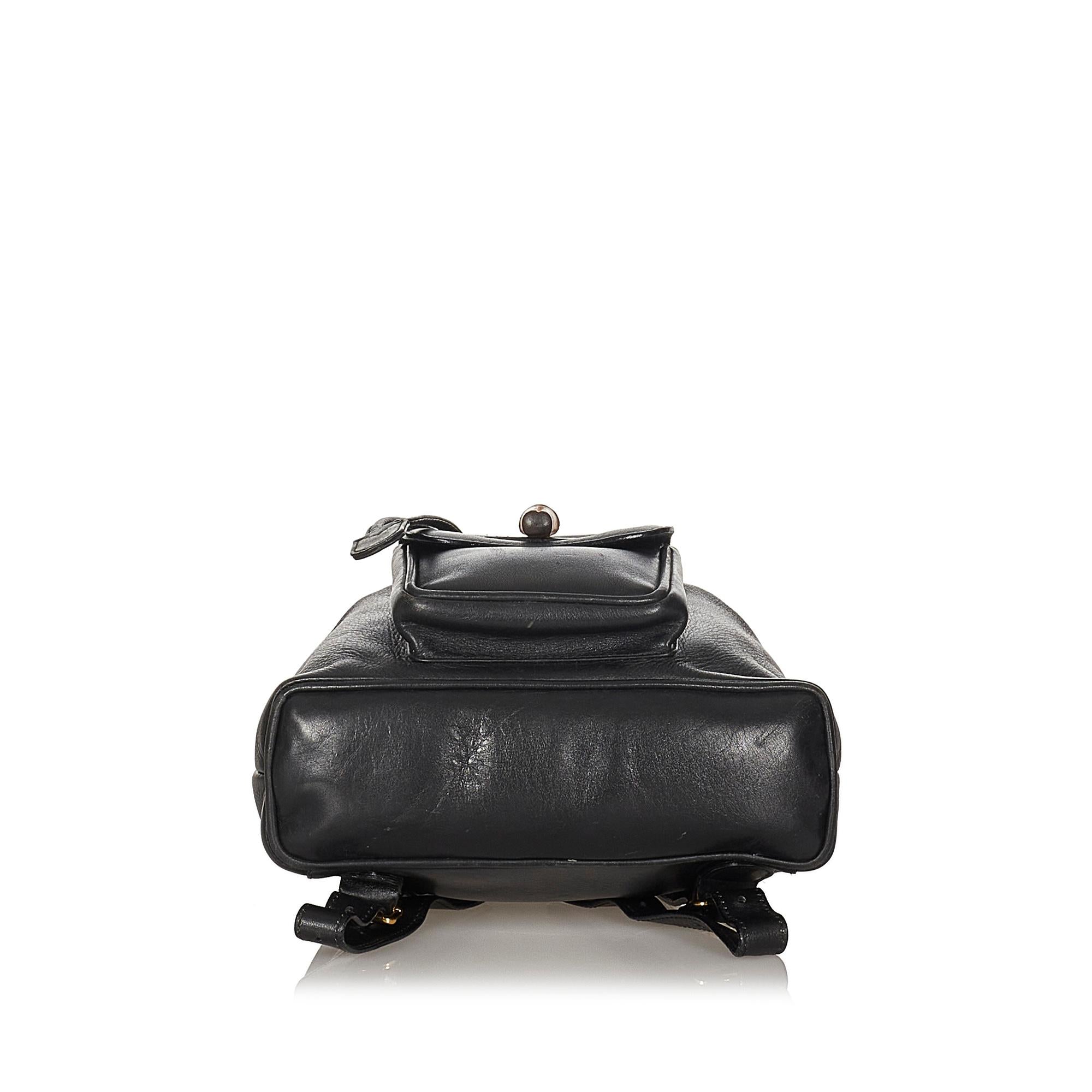 Gucci Bamboo Leather Drawstring Backpack (SHG-21546)