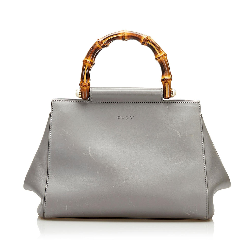 Gucci Bamboo Nymphaea Leather Satchel (SHG-35575)