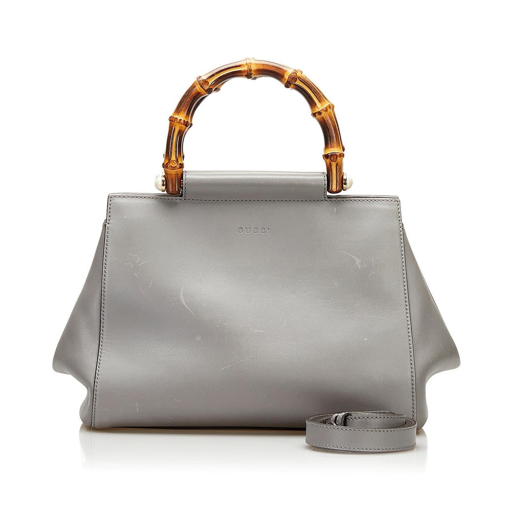Gucci Bamboo Nymphaea Leather Satchel (SHG-35575)