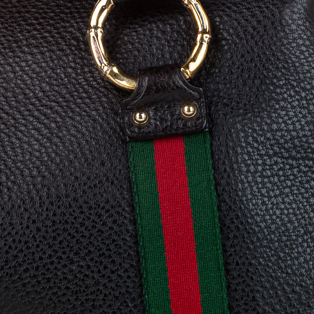 Gucci Bamboo Ring Web Leather Tote Bag (SHG-31198)