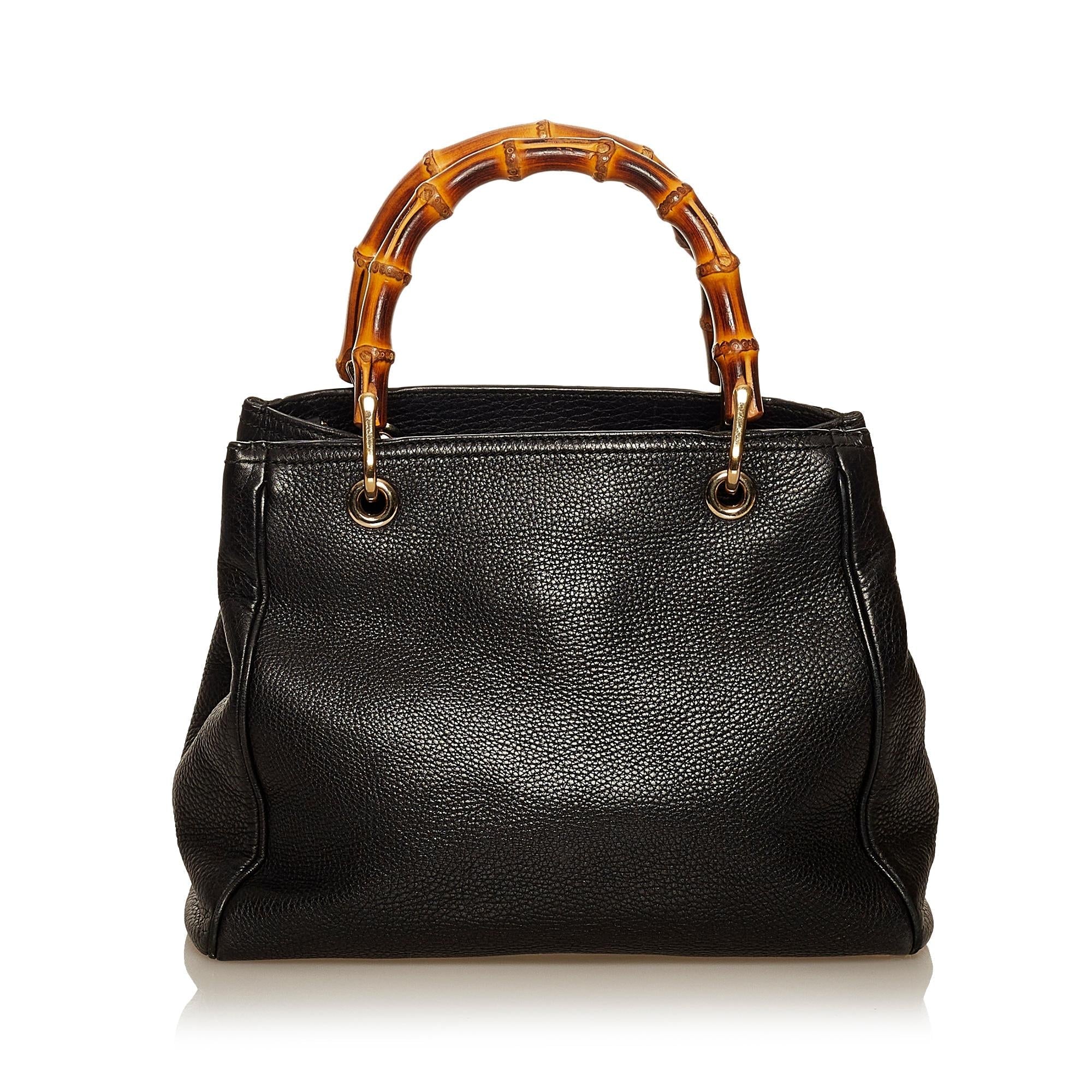 Gucci Bamboo Shopper Leather Handbag (SHG-29375)