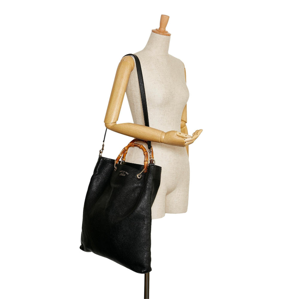 Gucci Bamboo Shopper Leather Satchel (SHG-35517)