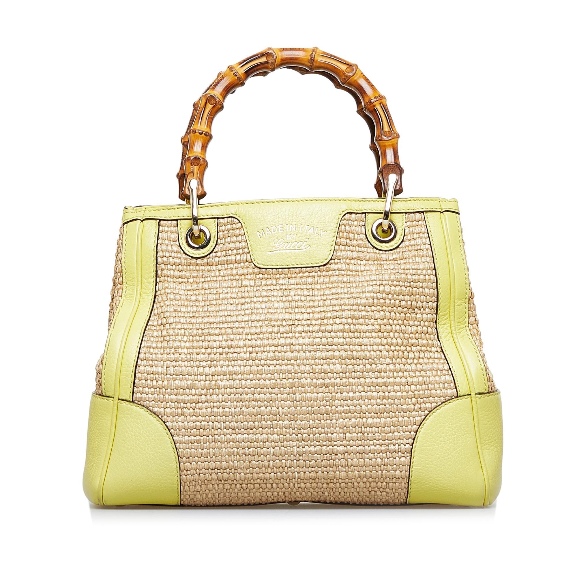 Gucci Bamboo Shopper Raffia Satchel (SHG-PexXRK)