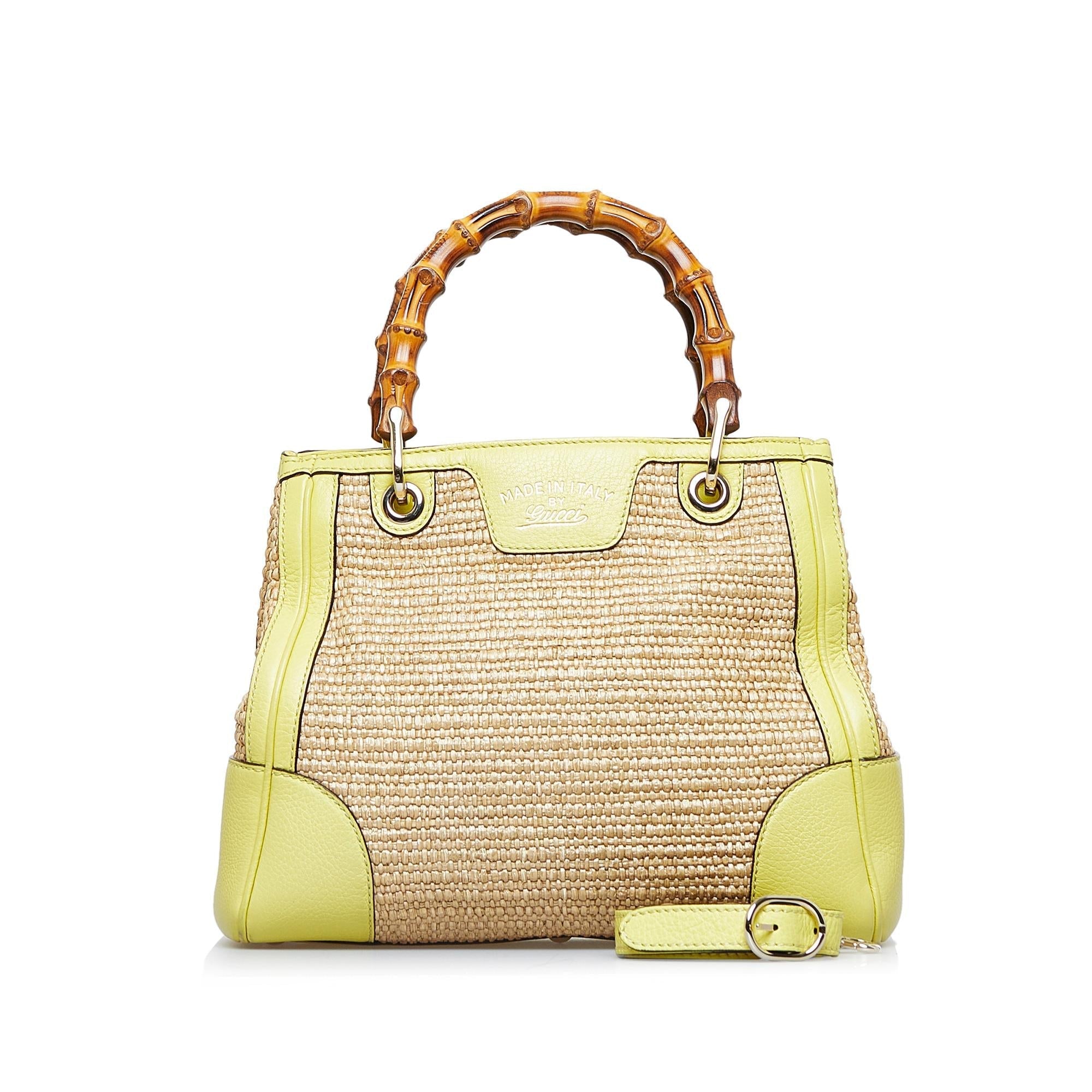 Gucci Bamboo Shopper Raffia Satchel (SHG-PexXRK)