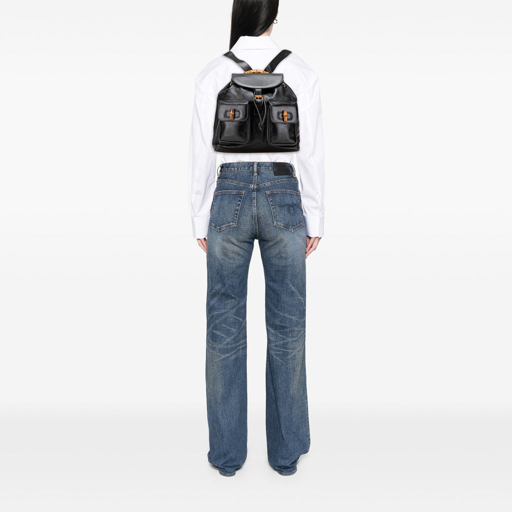 Gucci Calfskin Bamboo Drawstring Backpack