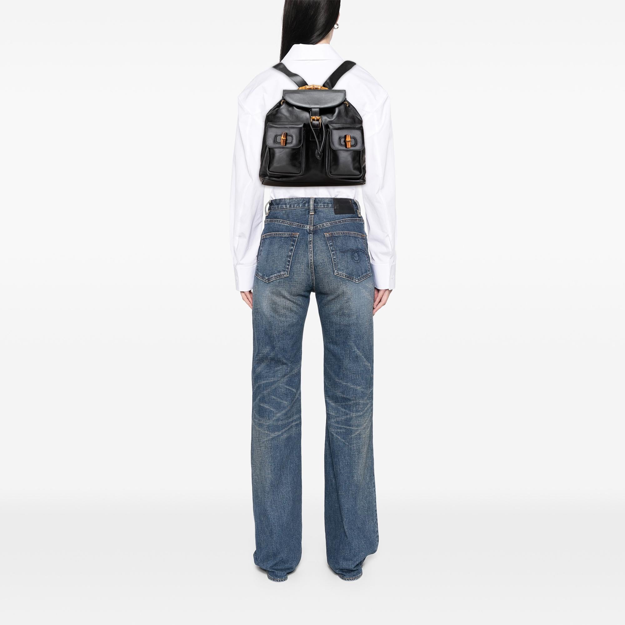 Gucci Calfskin Bamboo Drawstring Backpack